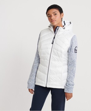 Superdry Storm Panel Quilted Hybrid Női Kabát Fehér/Kék | NTKIY7315